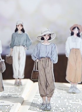 注定属于月亮贴纸包韩系浪漫文艺少女人物手帐拼贴装饰素材贴画