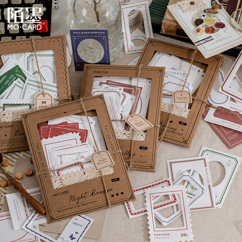 予你旧时光镂空拼贴便签纸复古边框ins风创意无粘性手帐装饰素材