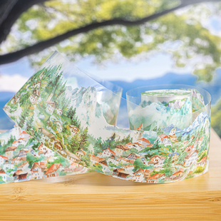 小小村落PET胶带森林村庄风景小屋手帐生活造景装饰素材贴纸贴画