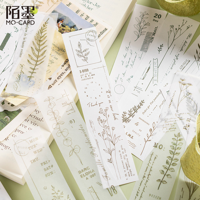 陌墨温柔予你长条便签纸硫酸纸特种纸文艺少女手账拼贴手帐素材纸