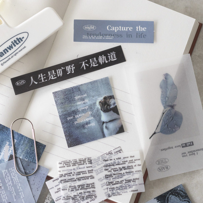 听什么双材质素材贴纸文艺ins杂志摄影风手帐拼贴打底背景装饰