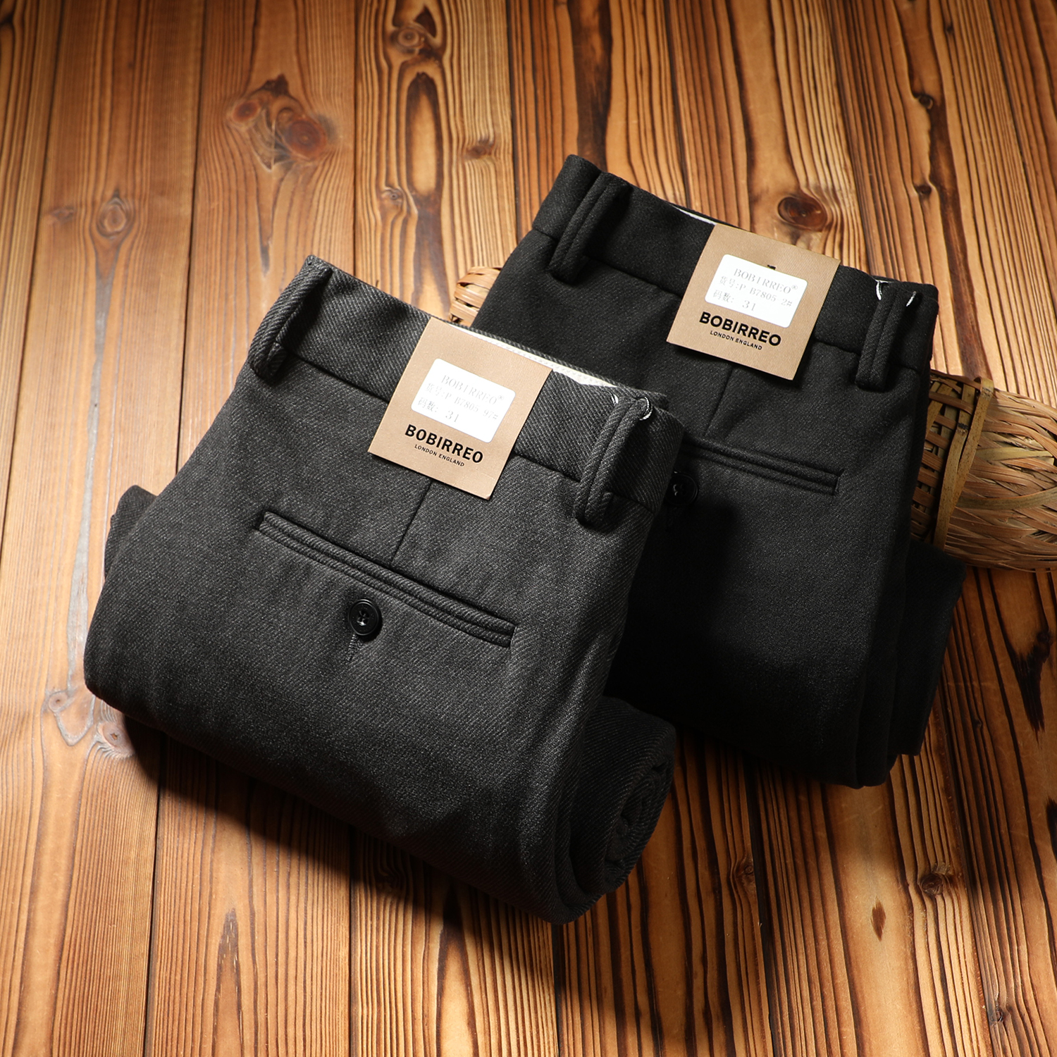 冬厚奢华毛呢直筒宽松男士休闲裤