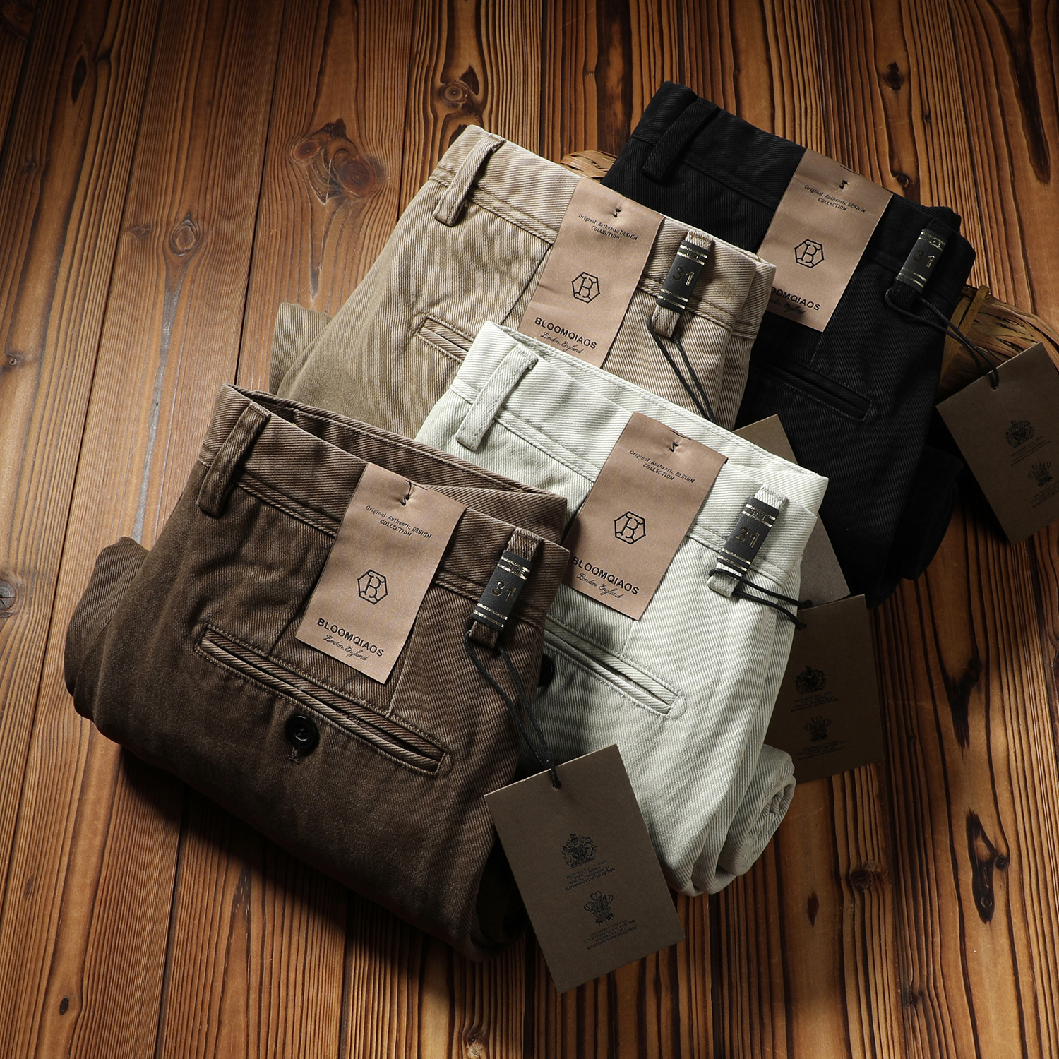 100%棉秋冬厚款重工水洗休闲长裤