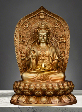 纯铜观世音菩萨佛像摆件
