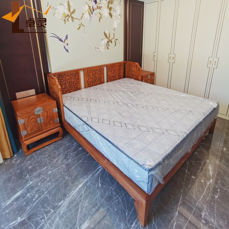 卓灵刺猬紫檀全实木新中式双人床