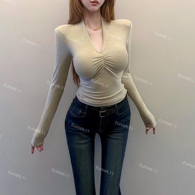 长袖女秋冬辣妹修身显瘦打底衫