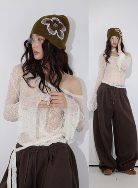 浪漫春季舞蹈蕾丝罩衫爵士穿搭设计感网纱长袖宽松上衣薄女