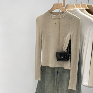 莱赛尔天丝白色内搭打底衫女2026新款今年流行爆款修身T恤小上衣