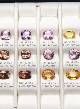 斯里兰卡彩色玻璃体紫粉棕黄色天然蓝宝裸石定制彩宝戒指吊坠耳钉