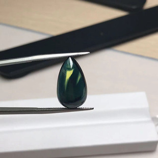 山东昌乐素面特异水滴形11.33克拉天然蓝宝石裸石定制18K黄白金坠