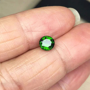 圆形天然透辉石裸石6毫米定制K金925银戒指项坠耳钉祖母绿姊妹石