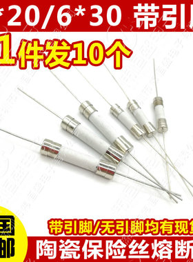 带引脚陶瓷保险丝  5*20/6*30MM 熔断器 250V  1A2A3A5A8A10A-30A