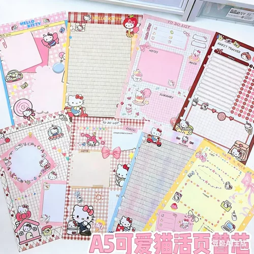 新款可爱猫活页本a5活页本替芯6孔100g纸张加厚纸全彩内页小猫