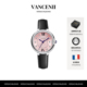 VANCENII 范西尼V1003粉经典 气质百搭复古蓝针日历手表女士手表