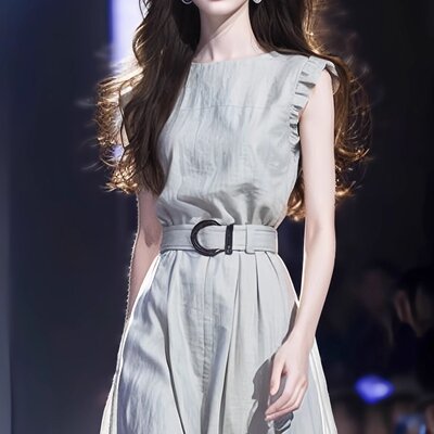 今年流行的气质绝美上流社会漂亮独特修身无袖连衣裙子女夏高级感