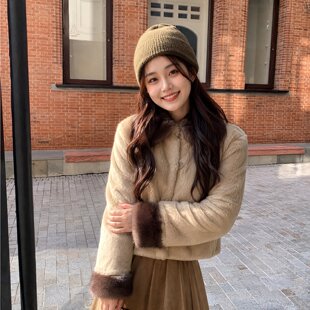 DEARHUA小花家Vtg小兔加拿大草原兔毛翻领显瘦毛绒皮草外套女