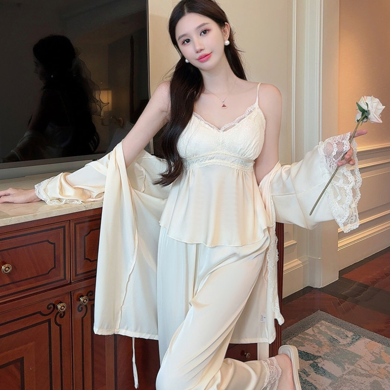 爱的天灵灵「Daily Gtra」性感睡衣女春夏季冰丝吊带家居服三件套