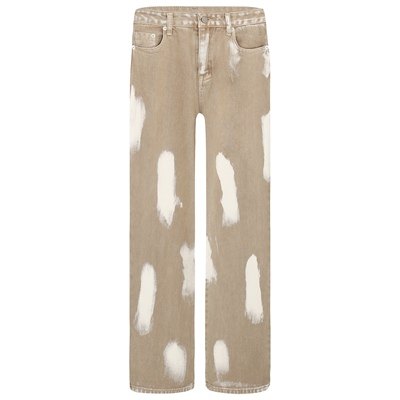 100%crush复古手工自然喷漆扎染水洗渐变牛仔长裤宽松直筒4uyes