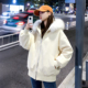 胖mm简约百搭毛领连帽棉服女冬季 特大码 女装 加厚保暖宽松棉衣外套