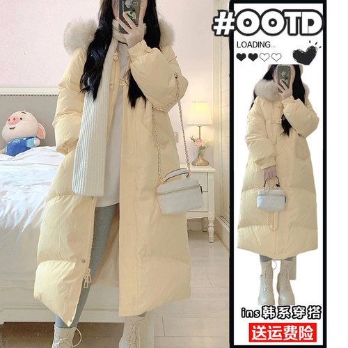 300斤特大码女装胖mm韩系中长款连帽棉服女冬季加厚保暖面包服潮