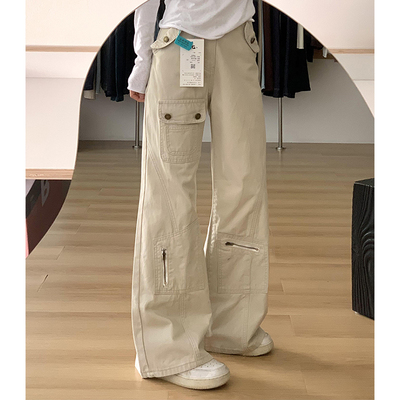 300斤胖mm大码美式高街复古微喇牛仔裤女梨型高腰显瘦百搭阔腿裤