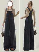 显瘦减龄阔腿裤 子 女夏季 新款 300斤加肥加大胖mm大码 牛仔背带裤
