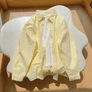 衬衫 300斤胖mm大码 女装 通勤风奶黄色长袖 女宽松防晒外套减龄开衫
