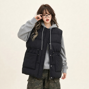 大码女装韩版假两件连帽撞色棉服女胖mm加厚保暖宽松显瘦棉衣外套