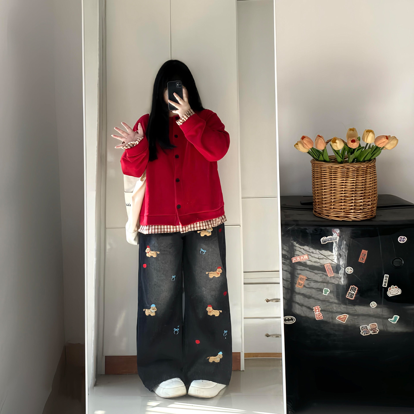 特大码女装胖mm黑色设计感牛仔裤女梨型身材高腰显瘦刺绣阔腿裤潮,女装/女士精品,大码裤装,淘宝优惠券,粉丝福利购,淘宝优惠卷