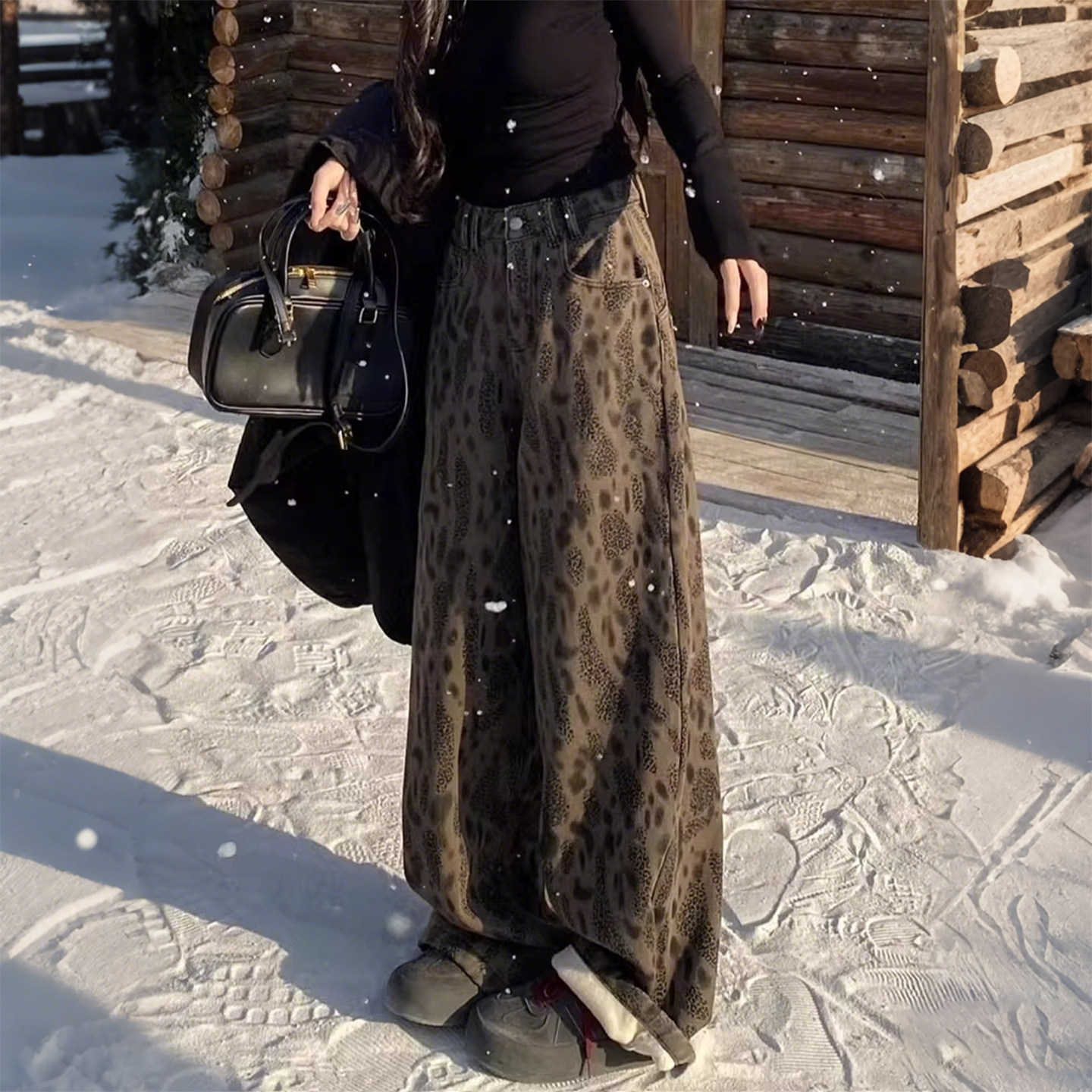 300斤大码女装胖mm复古豹纹阔腿牛仔裤女高腰显瘦百搭直筒长裤潮,女装/女士精品,大码裤装,淘宝优惠券,粉丝福利购,淘宝优惠卷