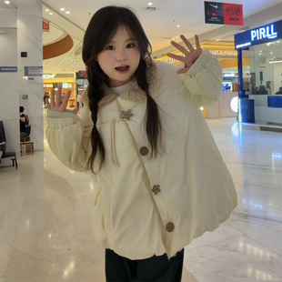 宽松棉服女冬季 胖mm韩版 加厚保暖单排扣棉衣外套潮 女装 300斤大码