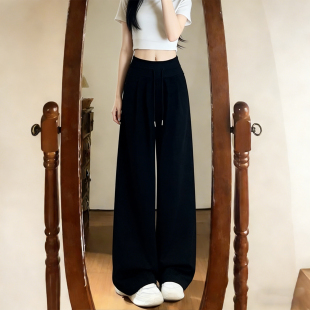 女宽松显瘦慵懒风直筒裤 大码 百搭阔腿休闲裤 胖mm加肥加大时尚 女装
