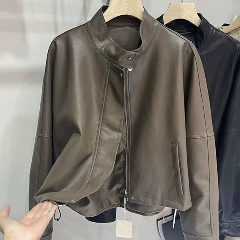 2-300斤胖mm大码女装复古立领pu皮外套秋季新款宽松显瘦夹克上衣,女装/女士精品,常规大码外套,淘宝优惠券,粉丝福利购,淘宝优惠卷