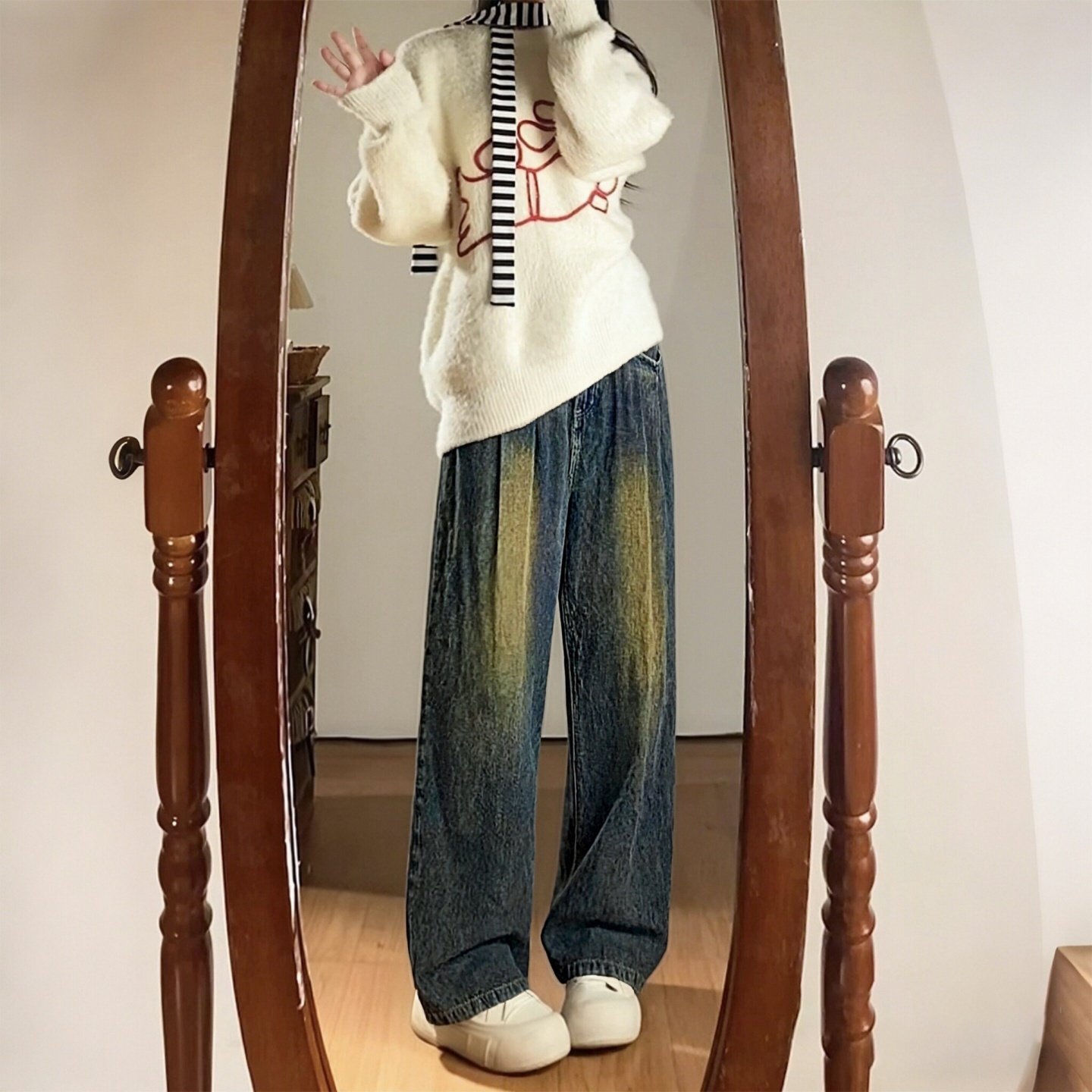 特大码女装胖mm复古设计感高腰阔腿牛仔裤女显瘦遮胯百搭直筒裤潮,女装/女士精品,大码裤装,淘宝优惠券,粉丝福利购,淘宝优惠卷