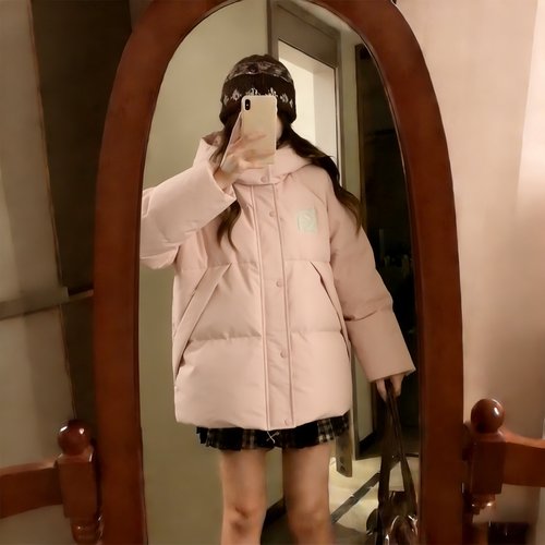 大码女装学院风连帽加厚显瘦棉服