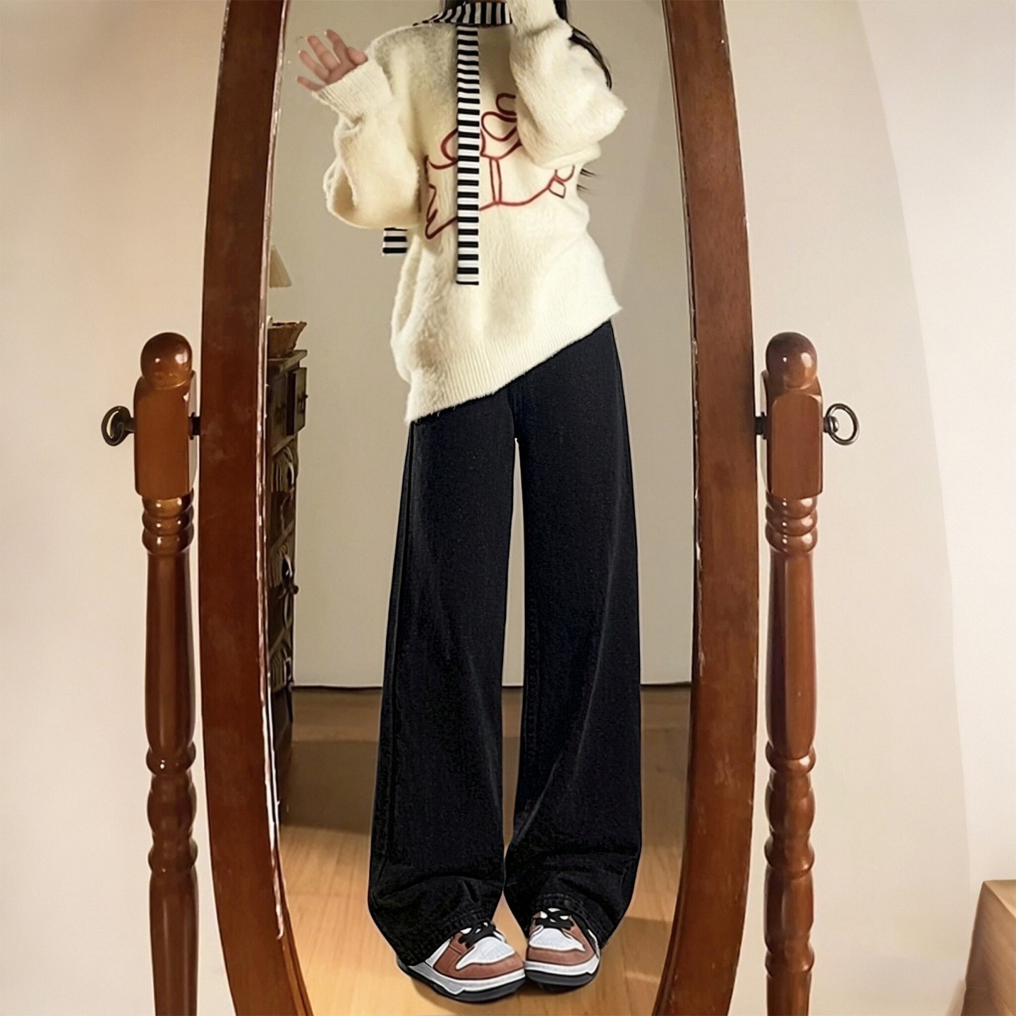 300斤胖mm大码女装复古高腰设计感阔腿牛仔裤女宽松显瘦直筒裤子,女装/女士精品,大码裤装,淘宝优惠券,粉丝福利购,淘宝优惠卷