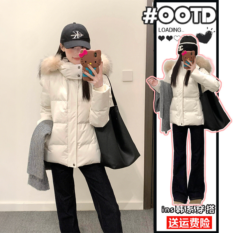 特大码女装胖mm白色连帽毛领短款棉服女加厚保暖修身百搭棉袄外套,女装/女士精品,大码棉服,淘宝优惠券,粉丝福利购,淘宝优惠卷