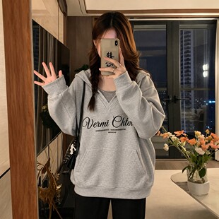 300斤胖mm大码女装慵懒风长袖卫衣女秋季松弛感遮肉显瘦学生上衣