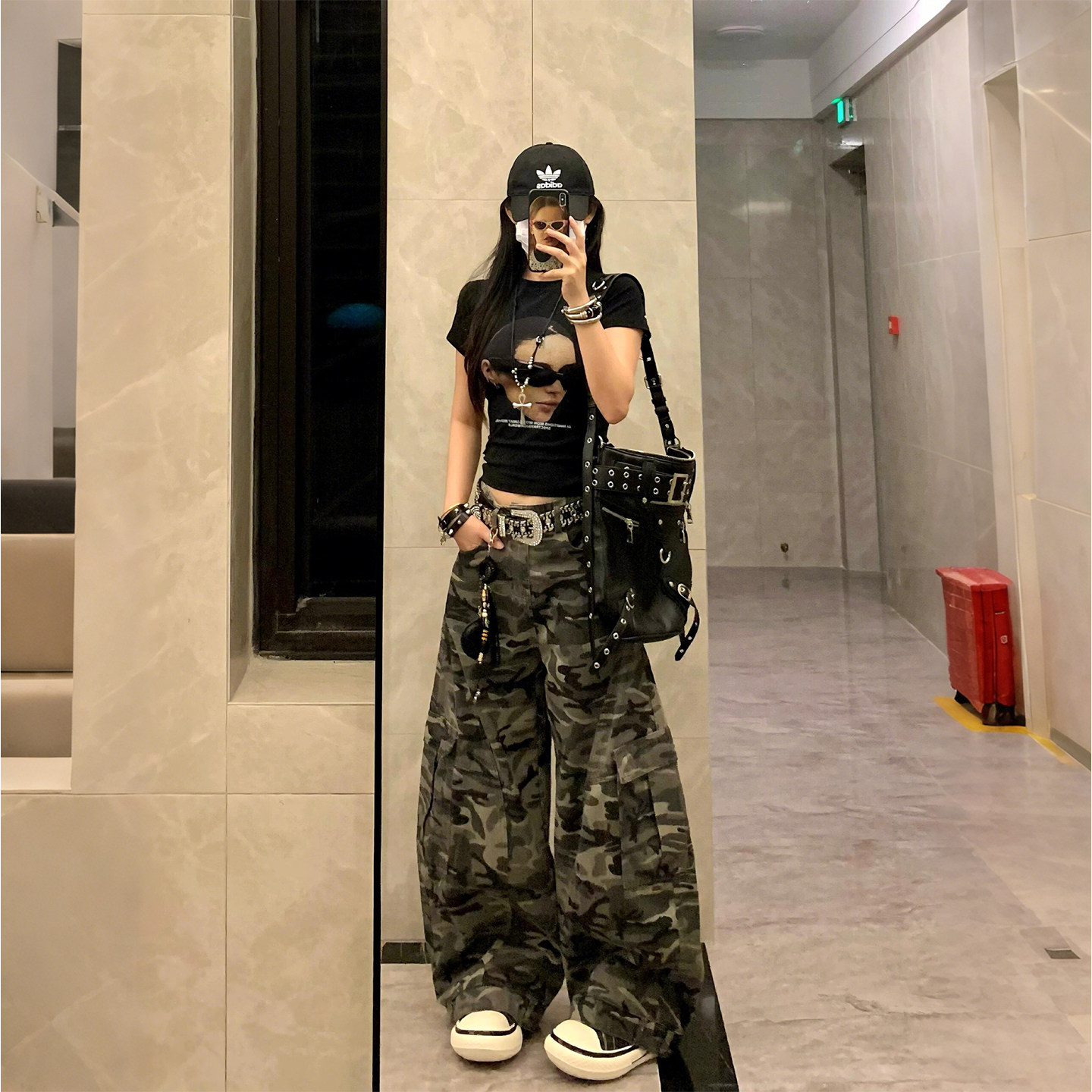 特大码女装胖mm美式复古迷彩工装裤女宽松显瘦直筒垂感休闲裤子潮,女装/女士精品,大码裤装,淘宝优惠券,粉丝福利购,淘宝优惠卷