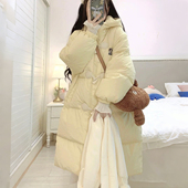 学院风中长款 300斤胖mm大码 女装 连帽棉服女宽松甜美可爱加厚外套