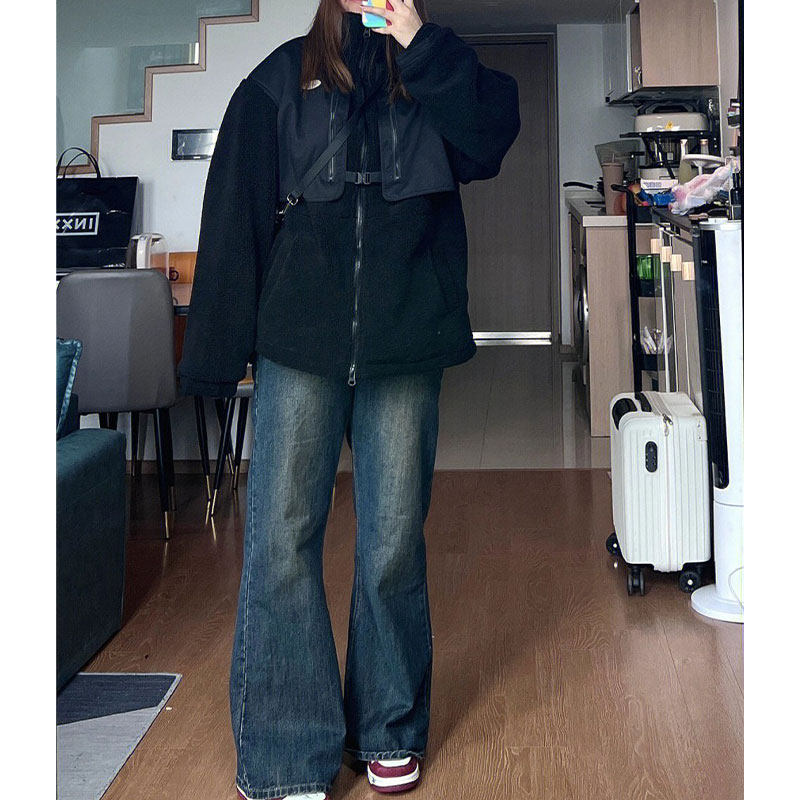 300斤高腰遮肉显瘦微喇叭牛仔裤