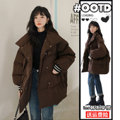 立领棉服女冬季 300斤胖mm大码 加肥加大韩版 宽松加厚保暖棉衣外套