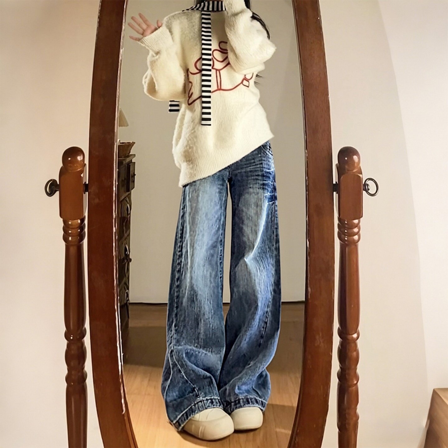 特大码女装胖mm韩版百搭显瘦阔腿牛仔裤女梨型身材高腰直筒裤子潮,女装/女士精品,大码裤装,淘宝优惠券,粉丝福利购,淘宝优惠卷