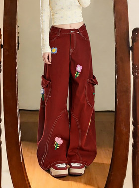 大码女装高腰显瘦阔腿牛仔裤