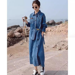 300斤胖mm大码女装牛仔连衣裙女时尚新款气质高级感宽松休闲长裙