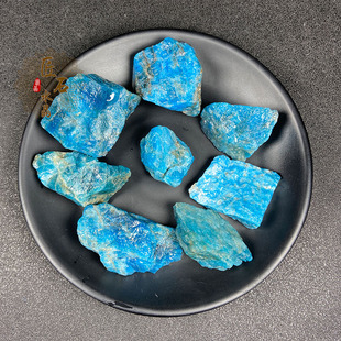 天然蓝磷灰石原石裸石大颗粒水晶矿石教学标本毛料摆件香薰扩香石