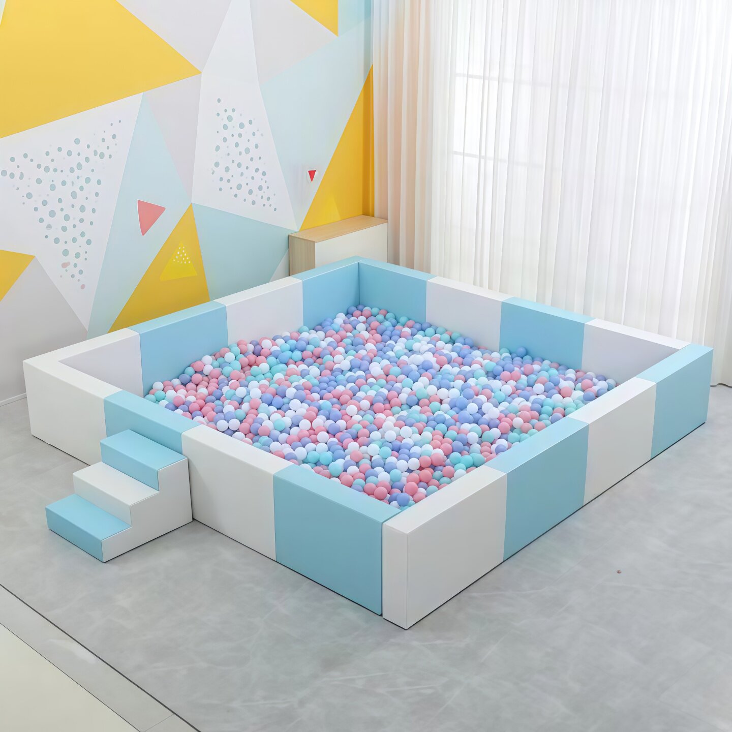 幼儿园软体海洋球池波波池儿童室内防撞游戏围栏软包沙池玩具定做