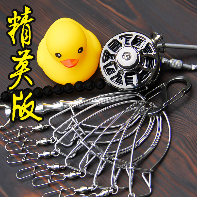 钓鱼工具路亚活鱼扣鱼锁路亚不锈钢锁扣鱼器钢线扣穿鱼高逼格鱼扣