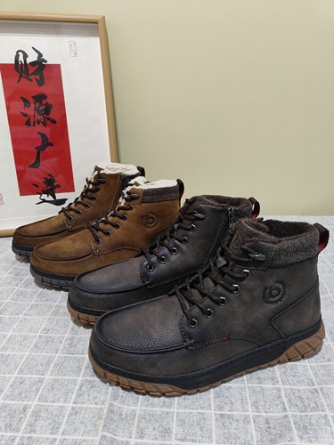 出欧洲拉链款46大码冬季加绒保暖男士时尚商务休闲鞋运动棉鞋超轻