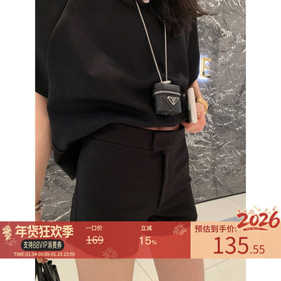 区区欧阳黑色弹力短裤女